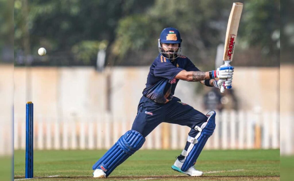 Virat Kohli Smashing a shot in the Vijay Hazare
