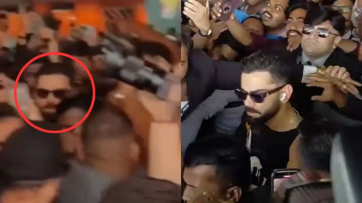 Fans Mobbed Virat Kohli At Vadodara Airport